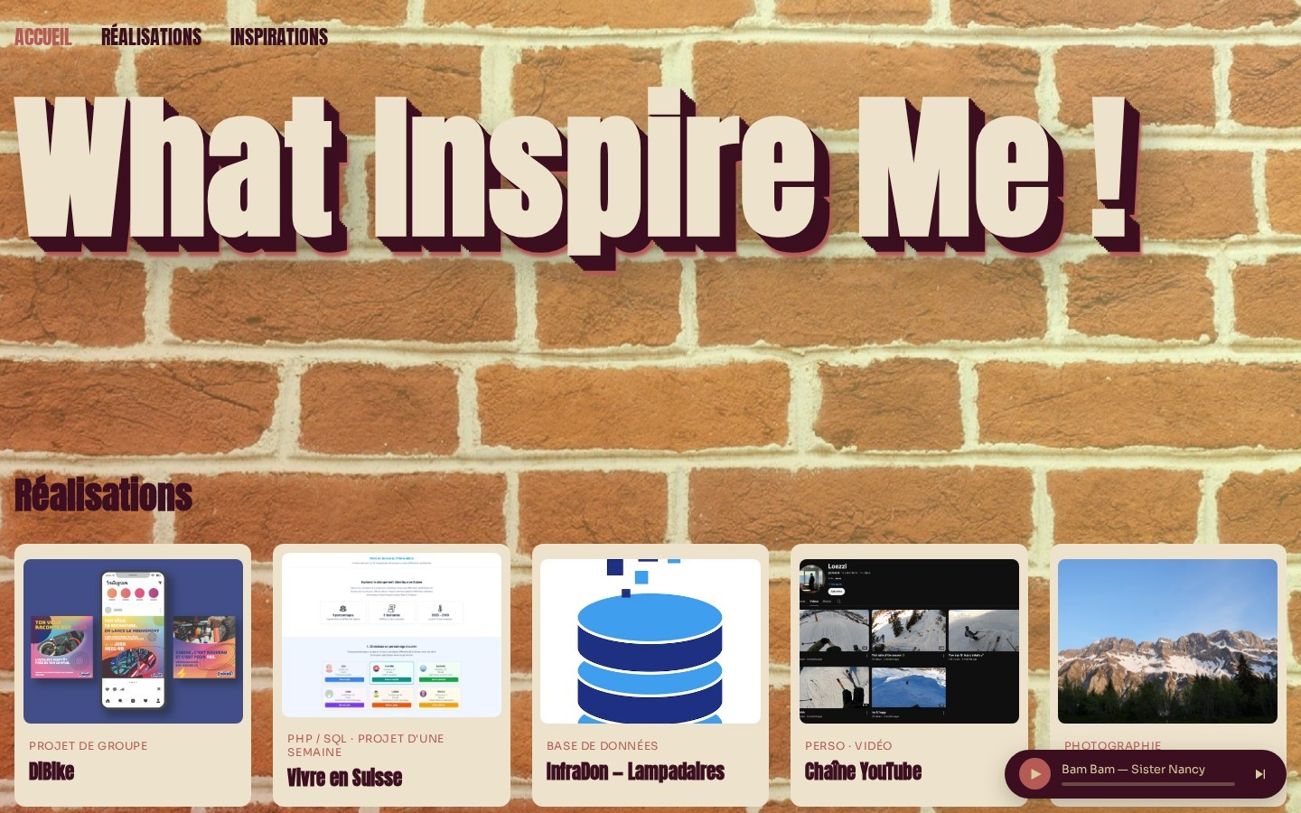 Capture d’écran du site WIM! - What Inspire Me, portfolio personnel